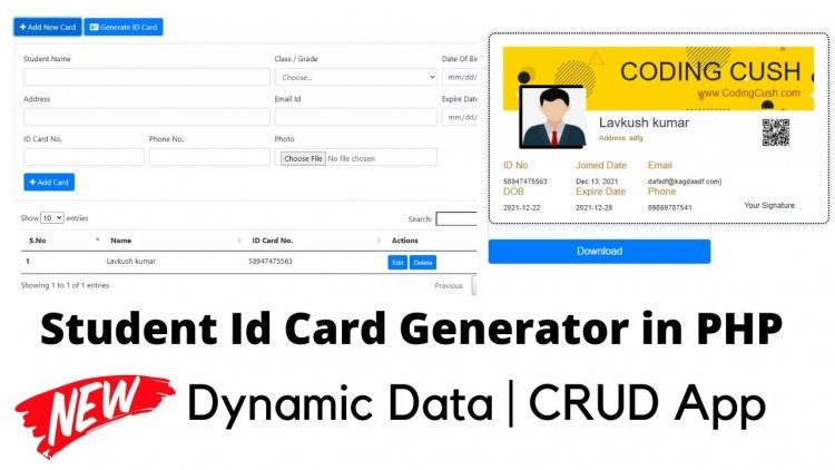 Student Id Card Generator Using PHP and MySQL Database Free Source Code