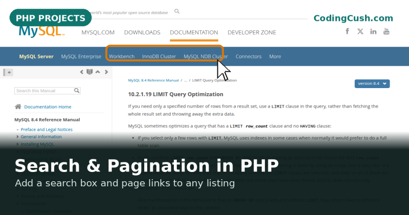 How to Add Search and Pagination to a PHP and MySQL Listing Page