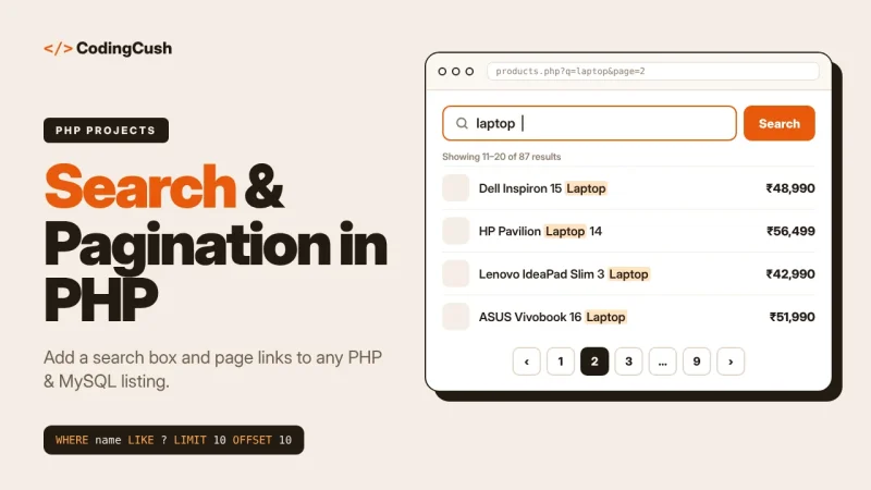 How to Add Search and Pagination to a PHP and MySQL Listing Page
