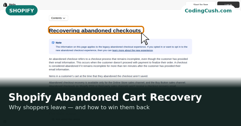 Shopify Abandoned Cart: Why Shoppers Leave and How to Recover Them