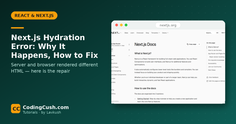Hydration Error in Next.js: Why It Happens and How to Fix It