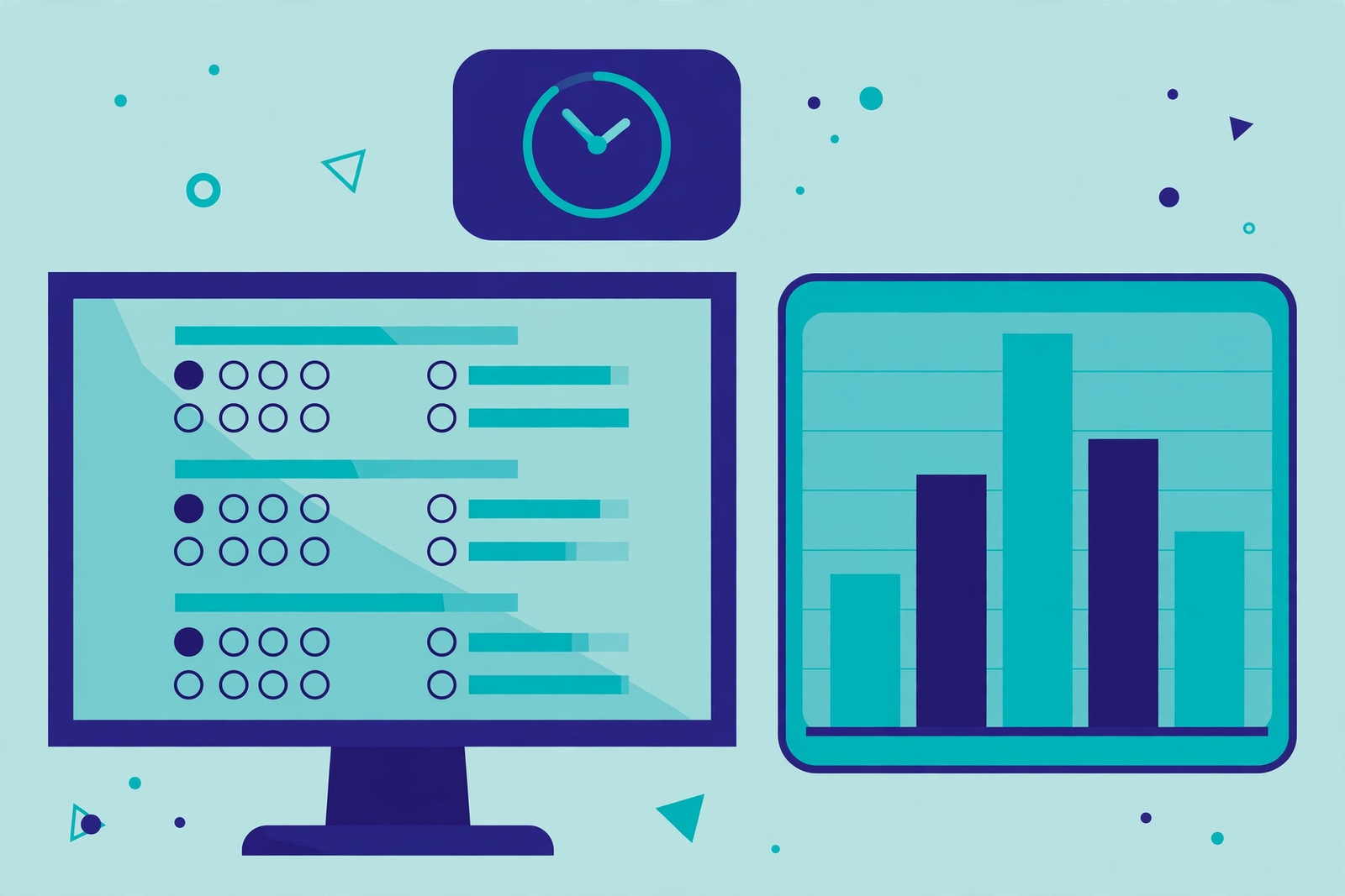 Online examination system in PHP and MySQL - illustration of an online exam on a computer monitor