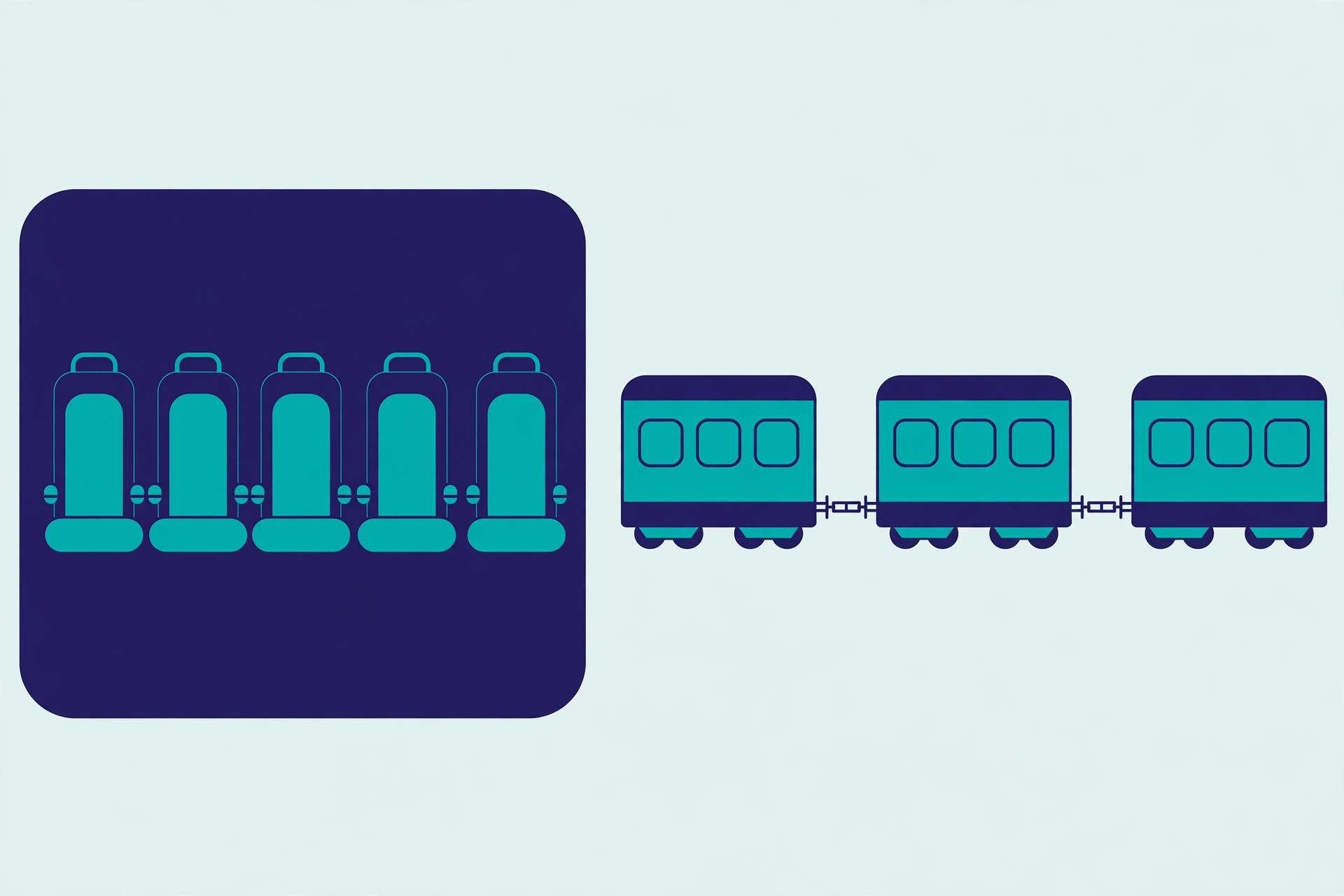 Array as one solid block and linked list as connected separate nodes illustration