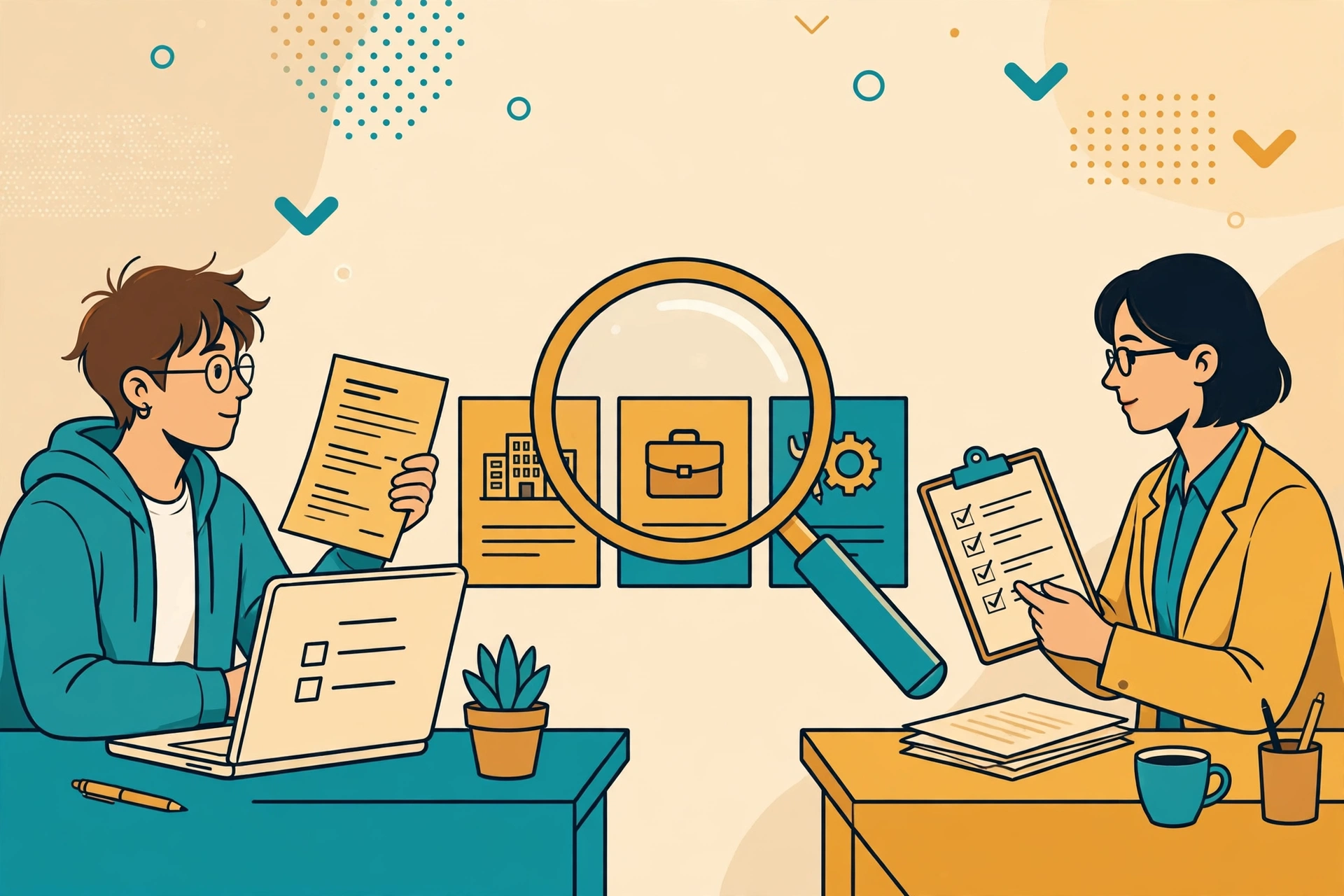 Illustration of a job seeker applying online with a resume