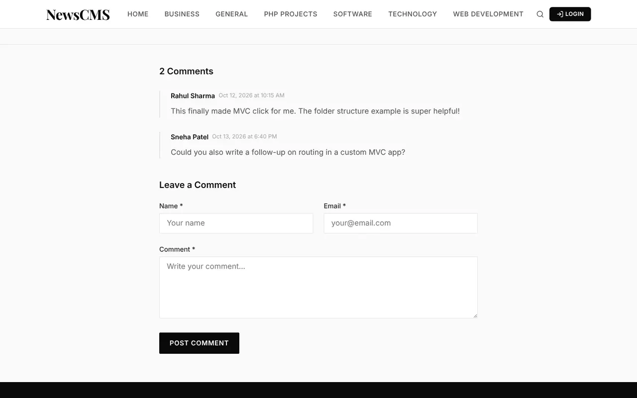 |Approved comments and the leave a comment form
