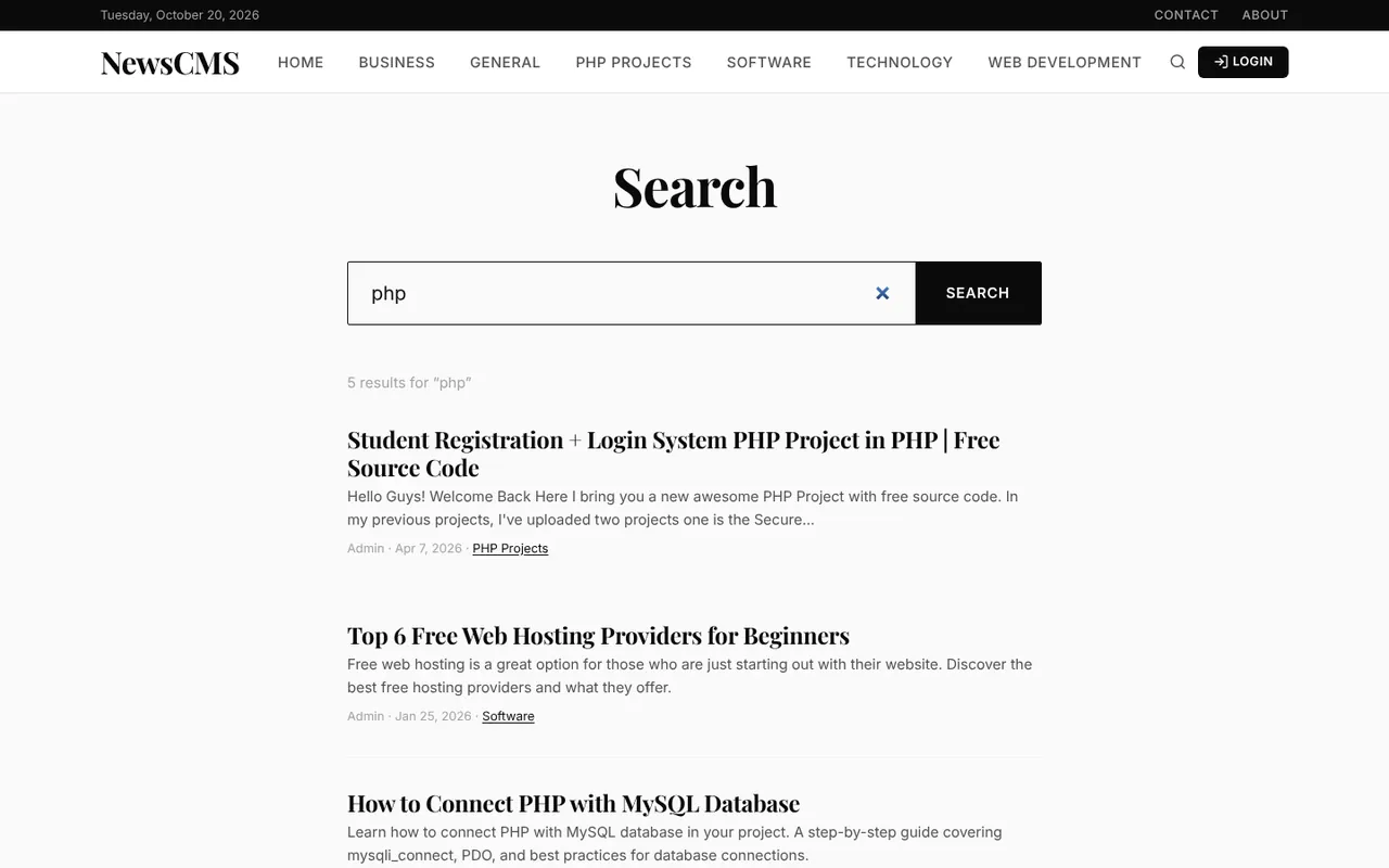 |Full-text search results for php