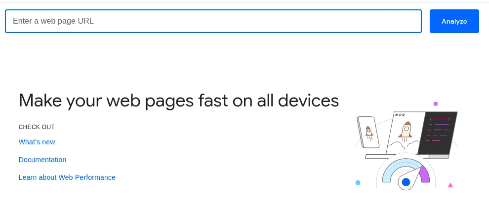 Screenshot of PageSpeed Insights — Google's free tool to test how fast your pages load on all devices
