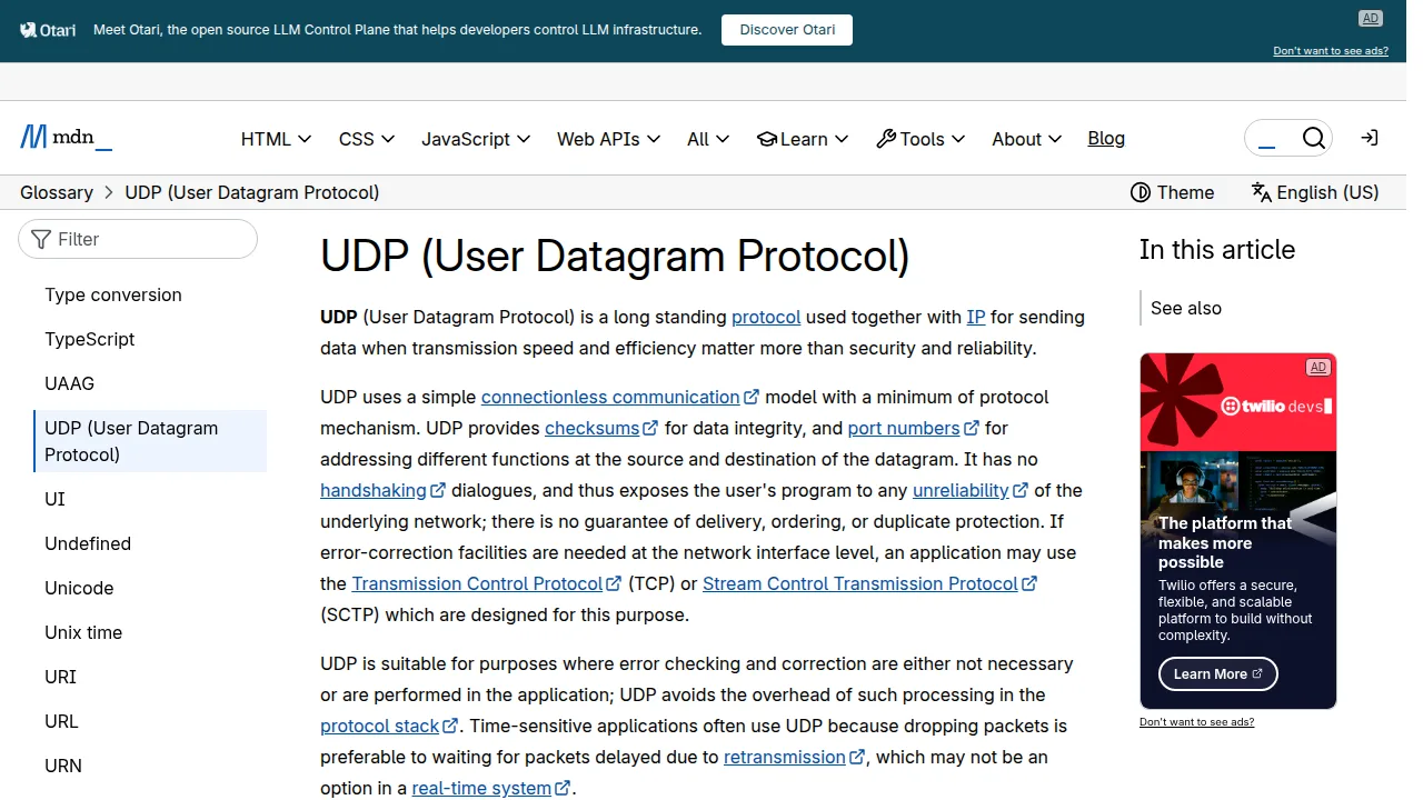 TCP vs UDP header and reliability comparison — CodingCush in-article image