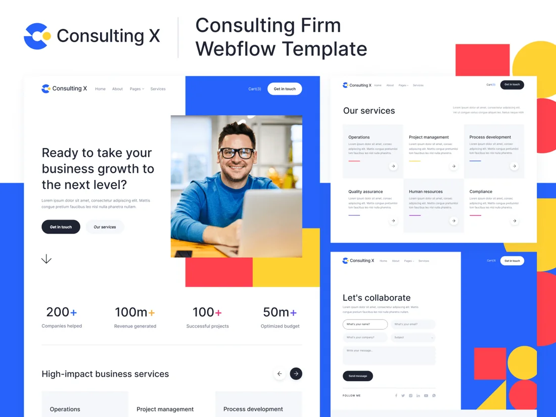 Consulting X Webflow template pages for consulting firms, official Webflow Marketplace screenshot