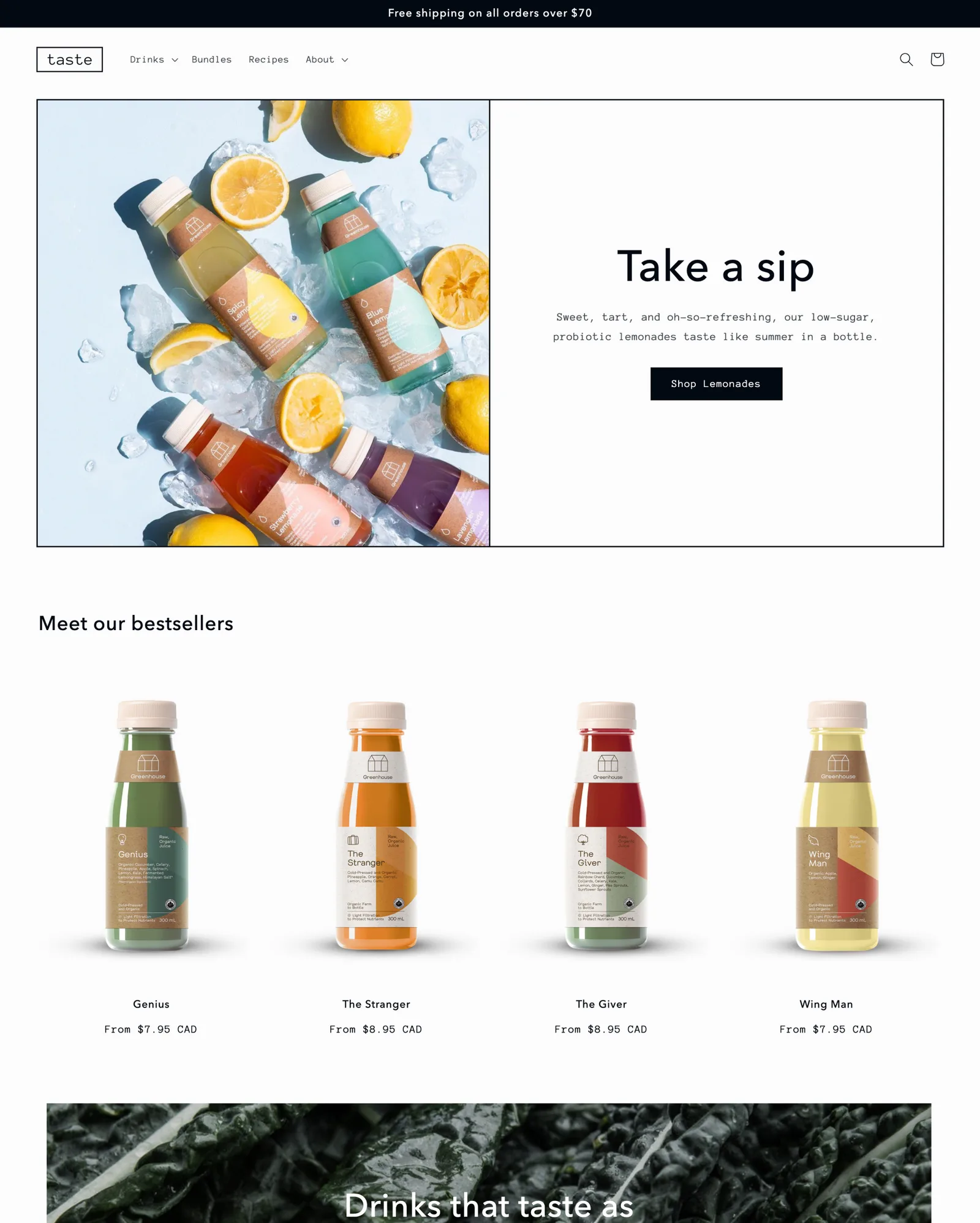 Taste theme storefront as shown in its official Shopify Theme Store hero screenshot, with spacious food imagery