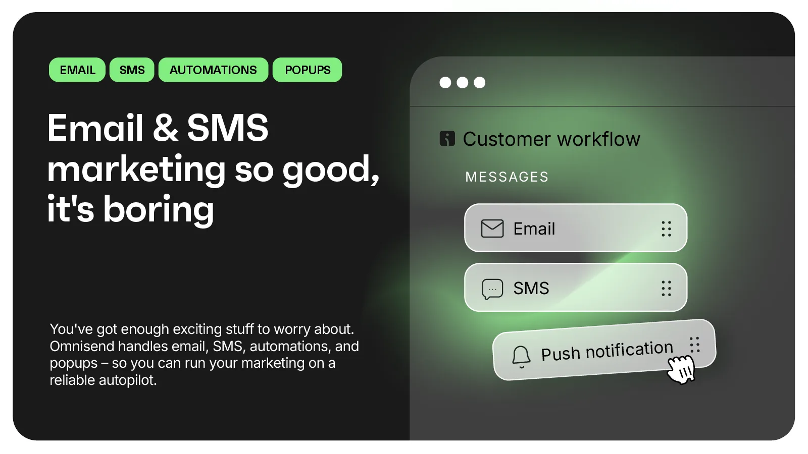 Omnisend email marketing dashboard shown in its official Shopify App Store listing screenshot