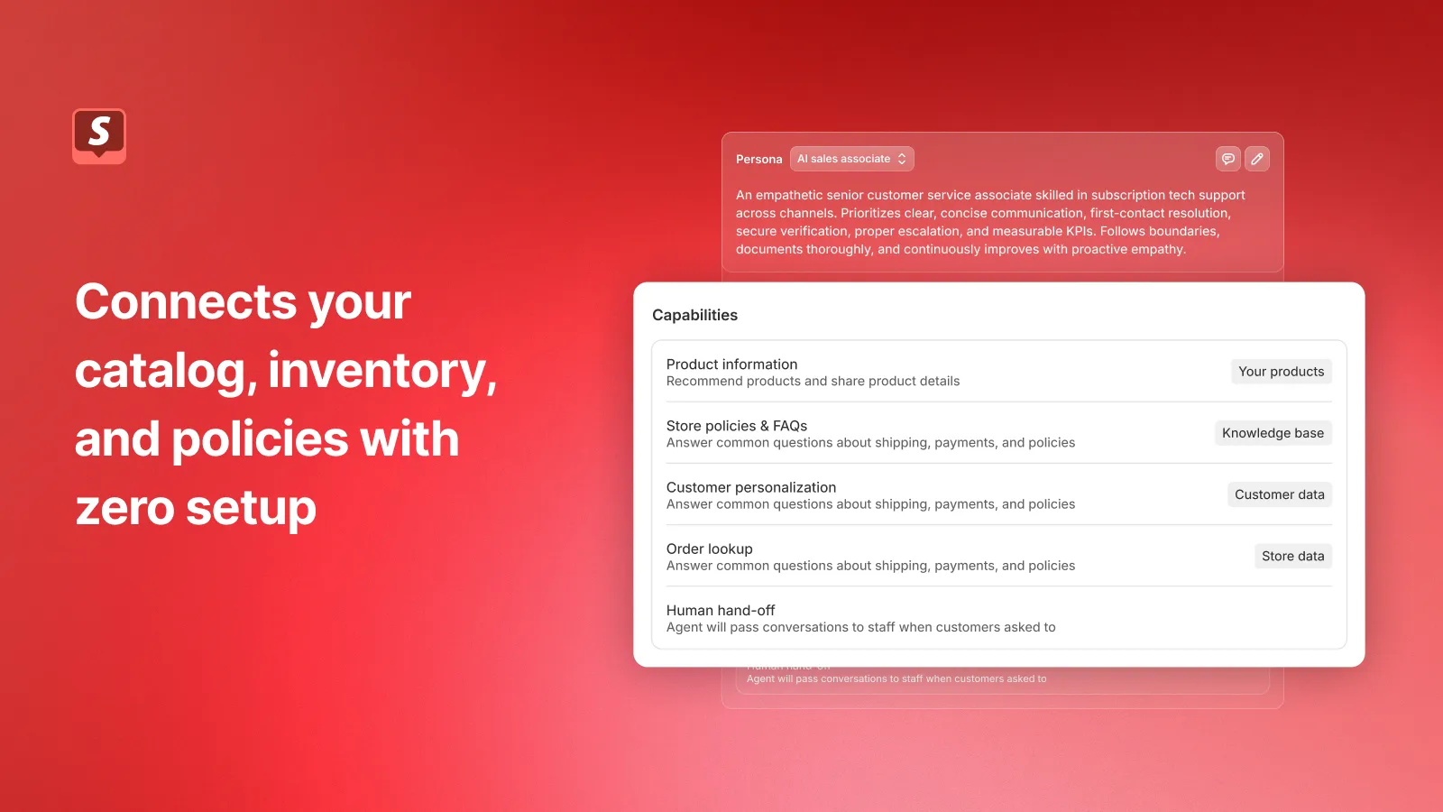 Shopify Inbox AI sales assistant shown in its official Shopify App Store listing screenshot