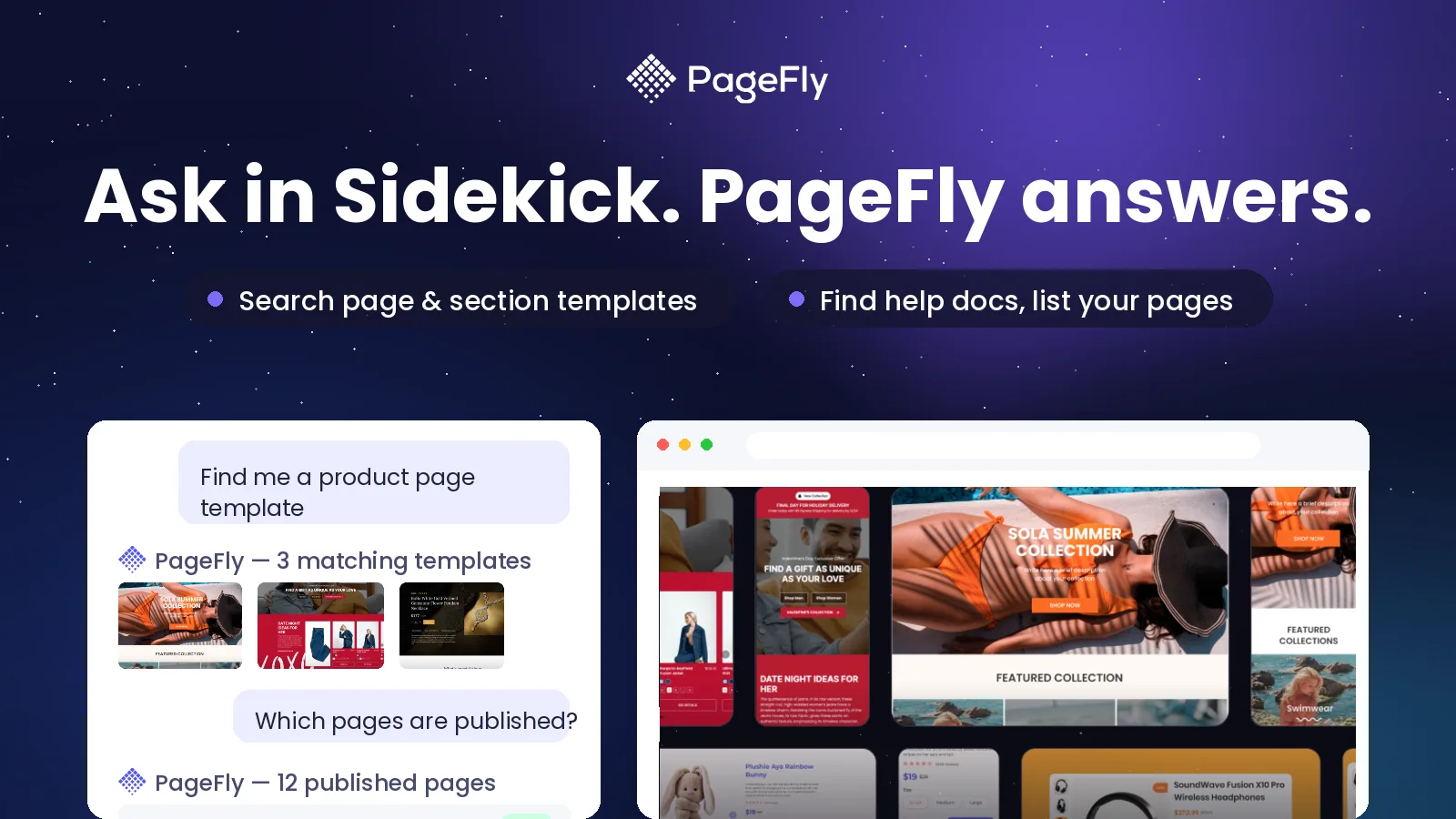 PageFly page builder editor shown in its official Shopify App Store listing screenshot