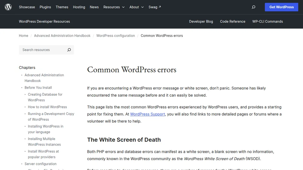 WordPress.org Media Library documentation — a real screenshot showing the official Media Library guide