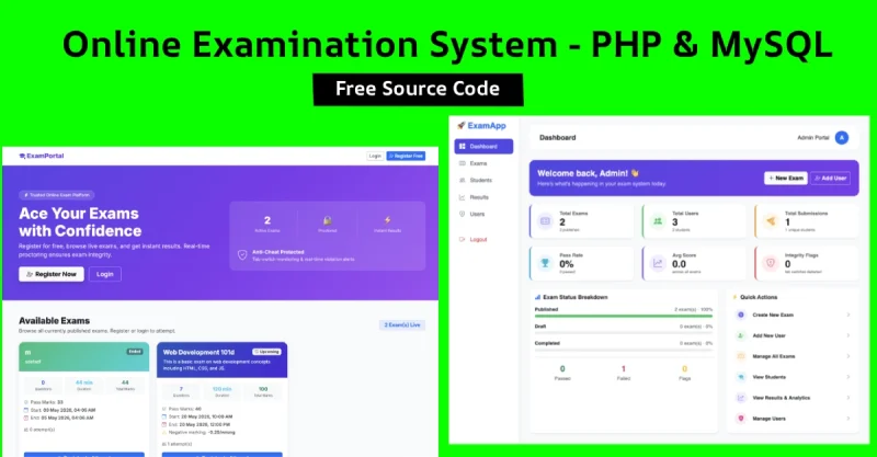 Online Examination System - Full-Stack PHP & MySQL - Free Source Code
