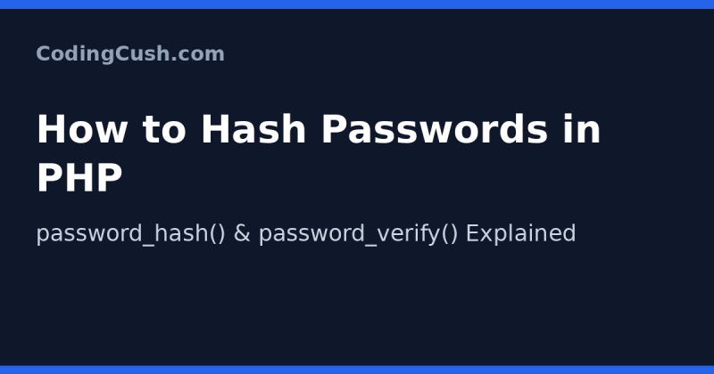 How to Hash Passwords in PHP: password_hash() and password_verify() Explained