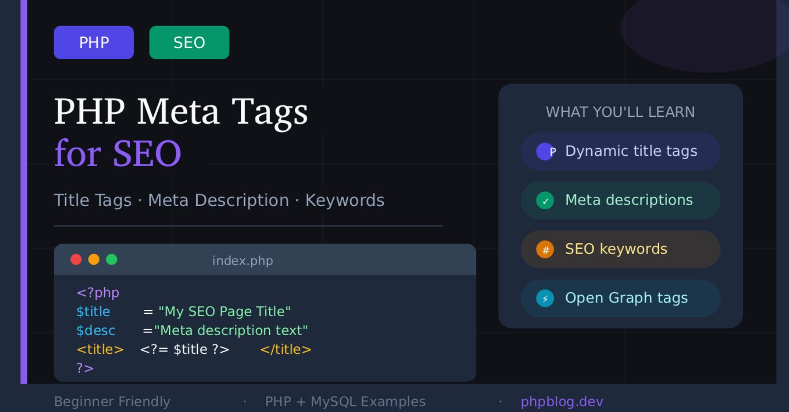 How to Use PHP to Add Title, Meta Tags, and Keywords for SEO
