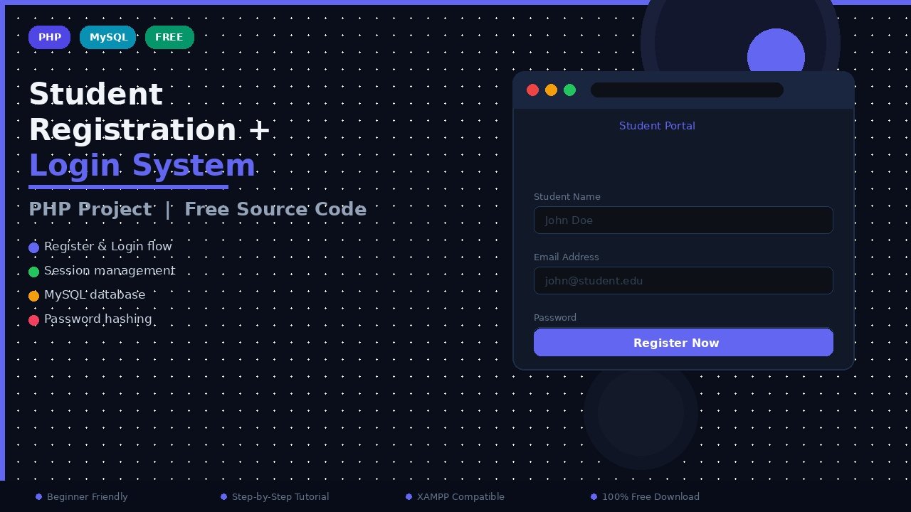Student Registration + Login System PHP Project in PHP | Free Source Code