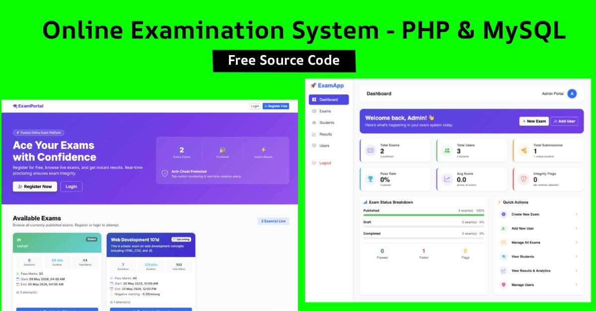 Online Examination System - Full-Stack PHP & MySQL - Free Source Code